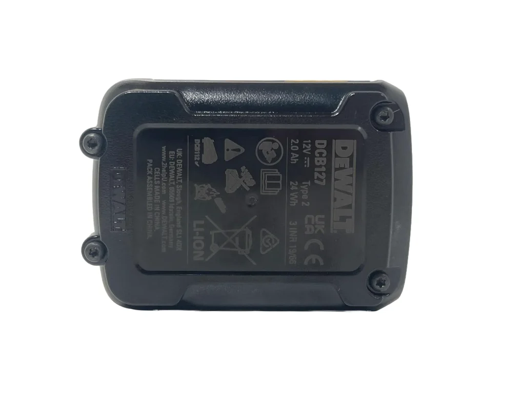 DeWalt 12 v XR Slide 2.0ah Li-ion Battery DCB127-XJ- bottom