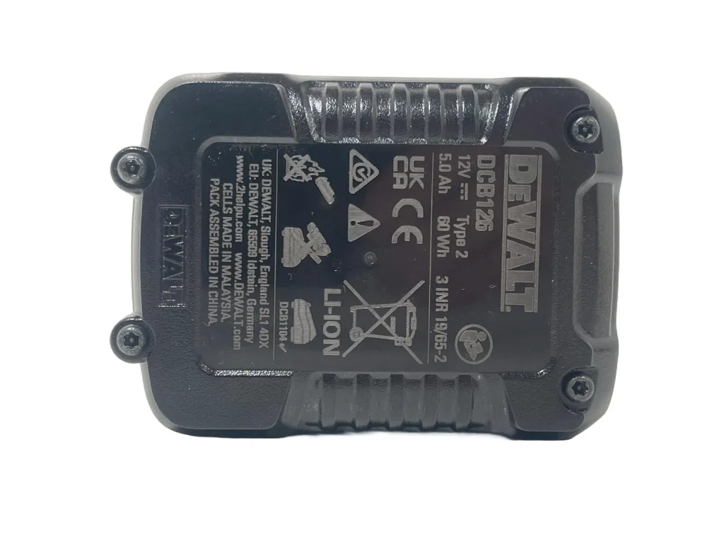 DeWalt 12 v XR Slide 5.0ah Li-ion Battery DCB126-XJ- bottom