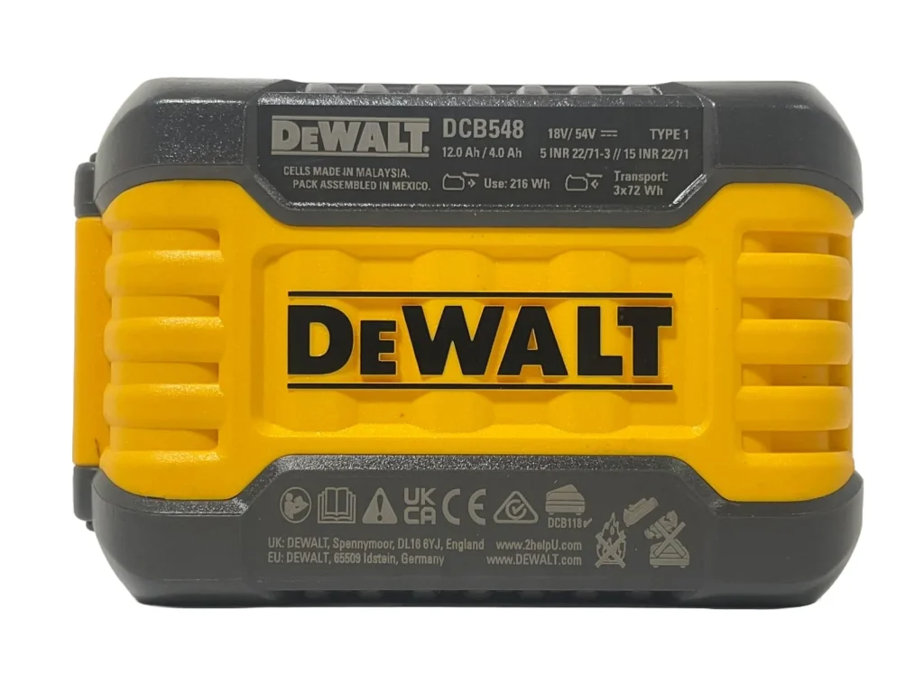 DeWalt 18v54v XR FLEXVOLT 12.0Ah Convertible Lithium-Ion Battery DCB548- bottom