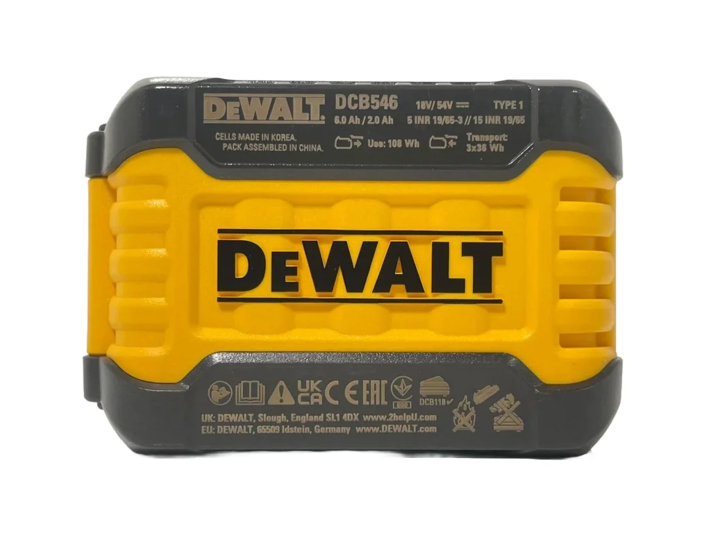 DeWalt 18v54v XR FLEXVOLT 6.0Ah Convertible Lithium-Ion Battery DCB546-bottom
