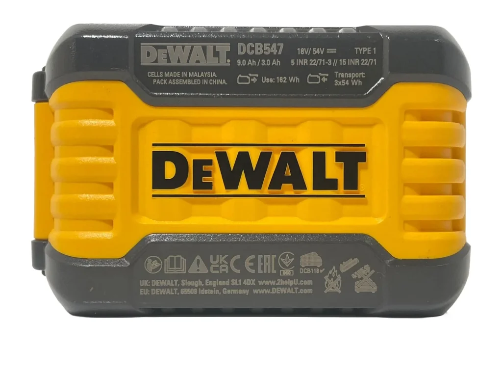 DeWalt 18v54v XR FLEXVOLT 9.0Ah Convertible Lithium-Ion Battery DCB547- bottom