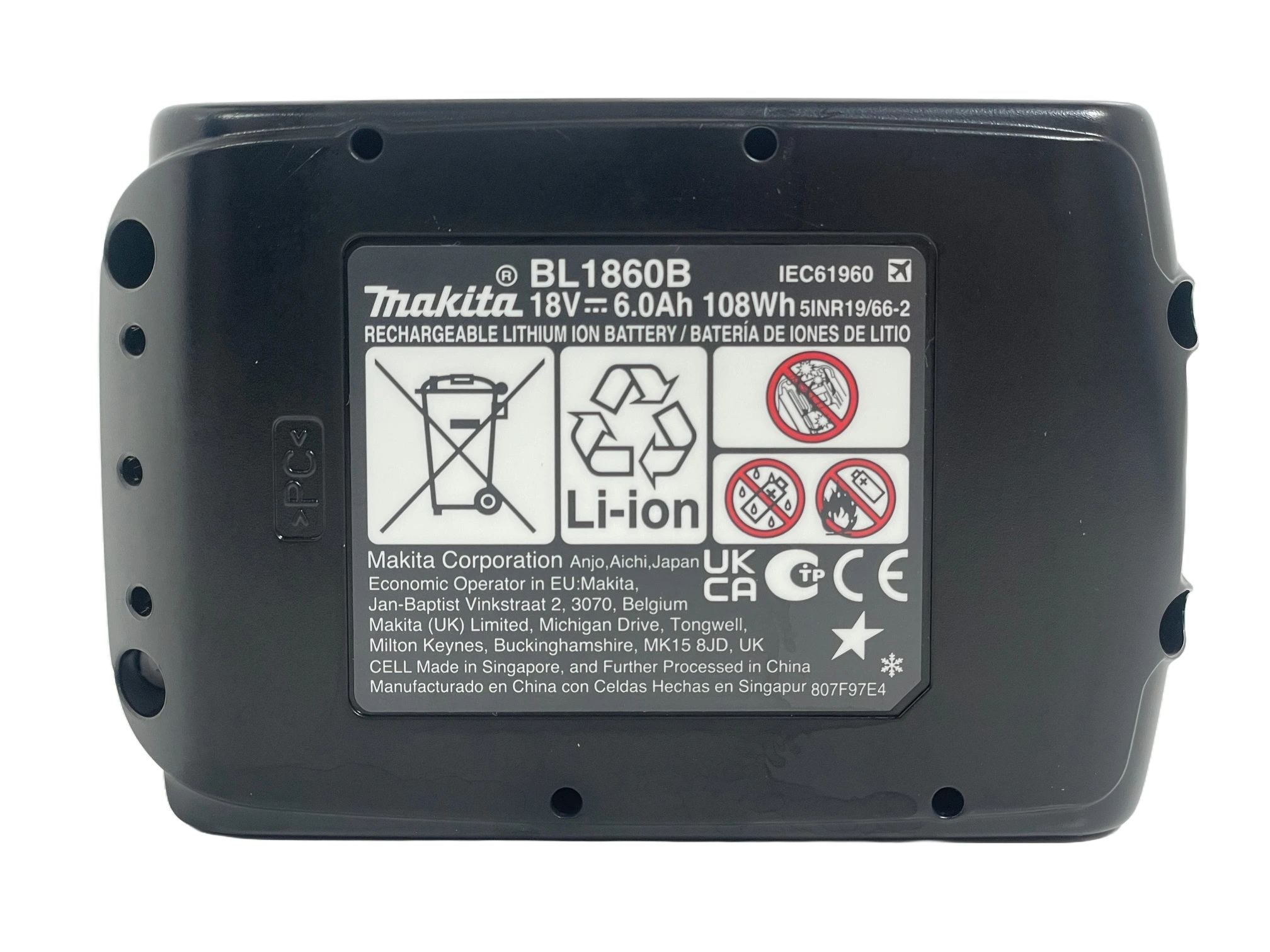 makita-18volt-6ah-battery-BL1860B-bottom