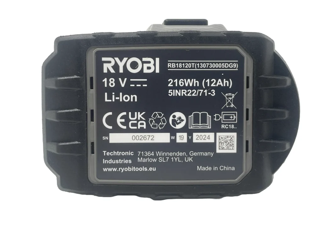 Ryobi 18V ONE+ 12.0Ah Lithium+ High Energy Battery Pack Personalised Power Tool Battery Decal - bottom
