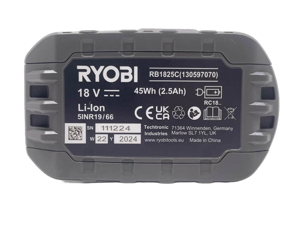 Ryobi 18V ONE+ 2.5Ah Lithium+ Battery Pack Personalised Power Tool Battery Decal - bottom