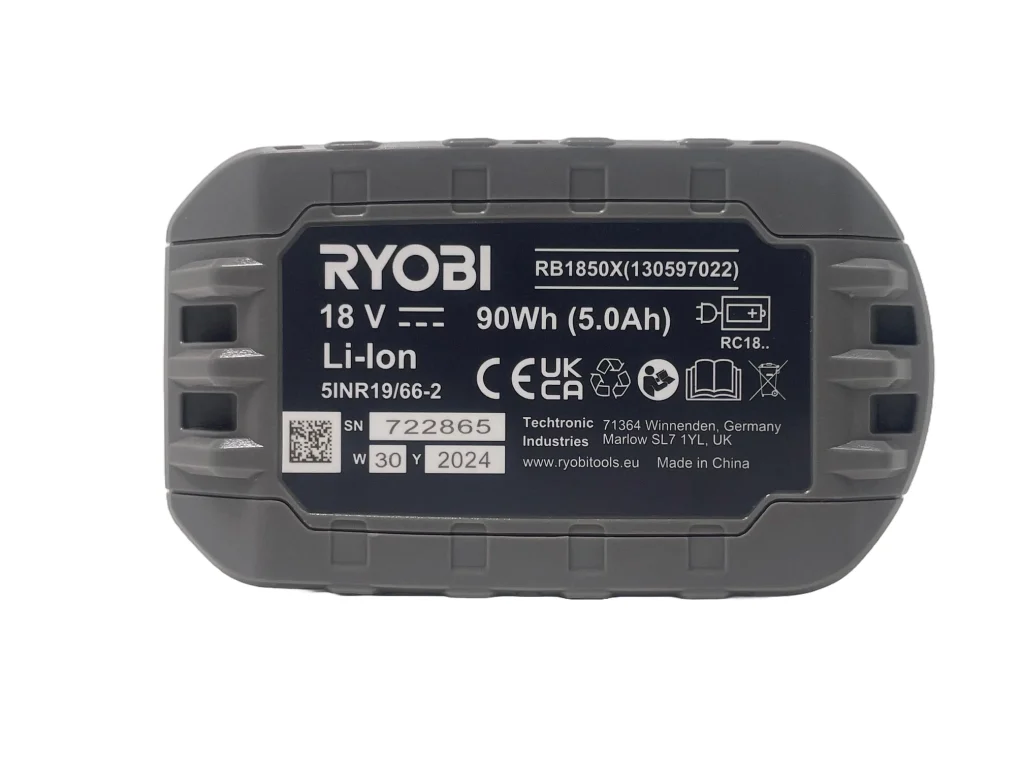 Ryobi 18V ONE+ 5.0Ah Lithium+ Compact Battery Pack Personalised Power Tool Battery Decal - bottom