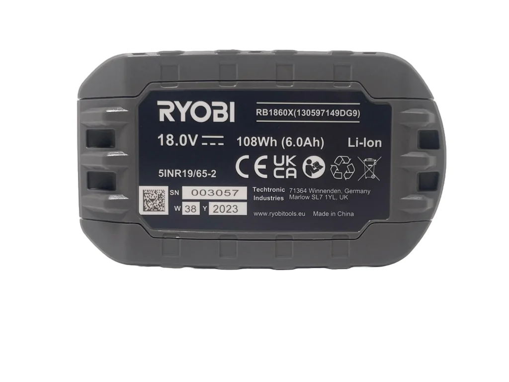 Ryobi 18V ONE+ 6.0Ah Lithium+ Compact Battery Pack Personalised Power Tool Battery Decal - bottom