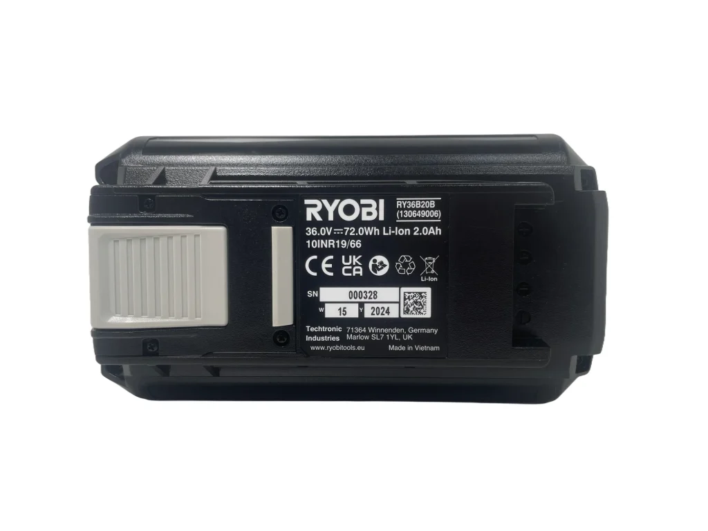 Ryobi 36V MAX POWER 2.0Ah Lithium+ High Energy Battery Pack Personalised Power Tool Battery Decal - top