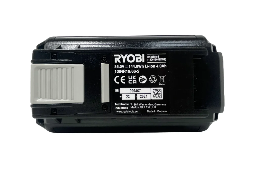 Ryobi 36V MAX POWER 4.0Ah Lithium+ High Energy Battery Pack Personalised Power Tool Battery Decal - top