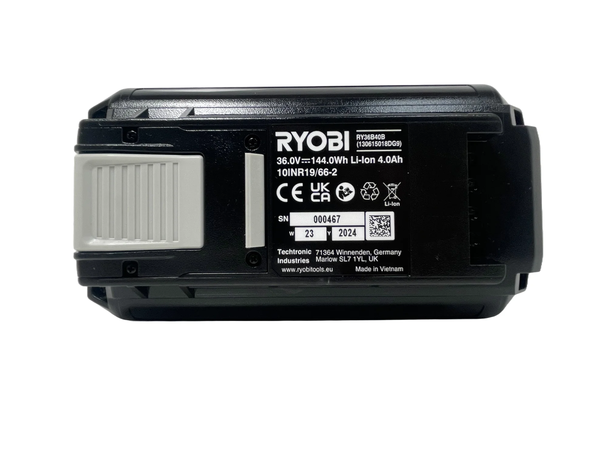 Ryobi 36V MAX POWER 4.0Ah Lithium+ High Energy Battery Pack Personalised Power Tool Battery Decal - top
