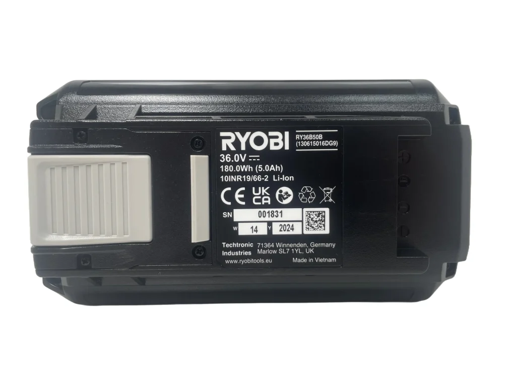 Ryobi 36V MAX POWER 5.0Ah Lithium+ High Energy Battery Pack Personalised Power Tool Battery Decal - bottom