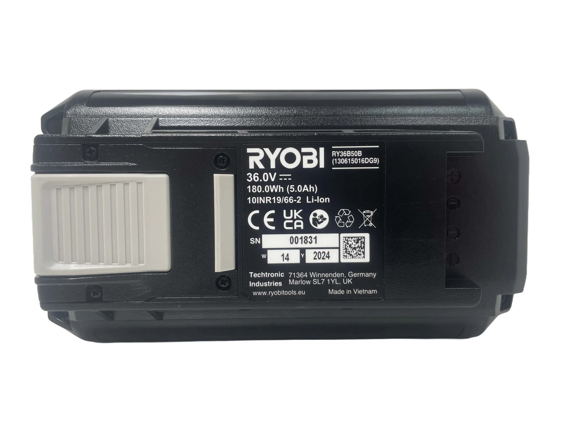 Ryobi 36V MAX POWER 5.0Ah Lithium+ High Energy Battery Pack Personalised Power Tool Battery Decal - bottom