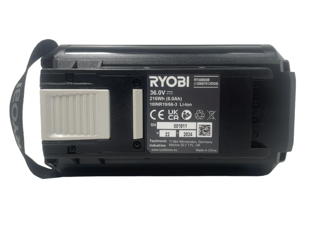 Ryobi 36V MAX POWER 6.0Ah Lithium+ High Energy Battery Pack Personalised Power Tool Battery Decal - top