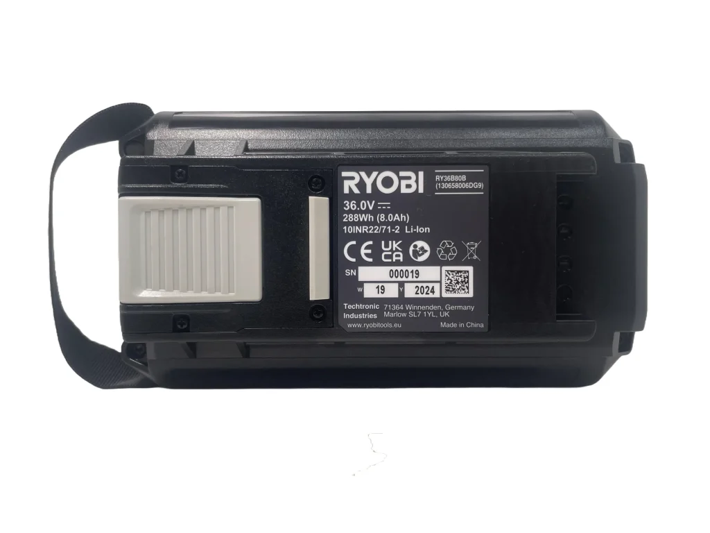 Ryobi 36V MAX POWER 8.0Ah Lithium+ High Energy Battery Pack Personalised Power Tool Battery Decal - top